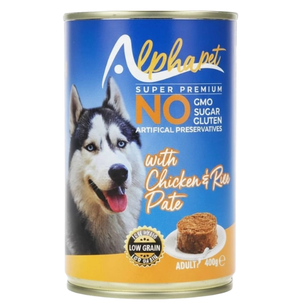 Boite Alphapet Pâté Chicken & Rice Adult Dog 400 G