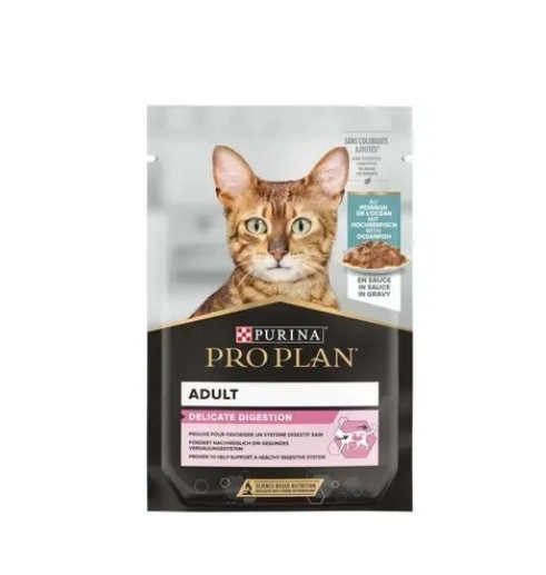 Purina ProPlan Cat Wet Adult Delicate Digestion Ocean Fish Aliment Humide En Sachet 10 × 85?g