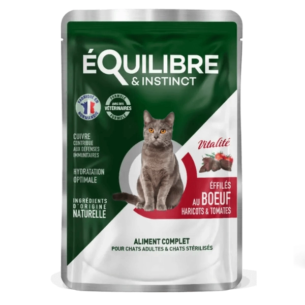 Équilibre & Instinct Pochon Pour Chat Stérilisé Bœuf, Haricots & Tomates 85?g