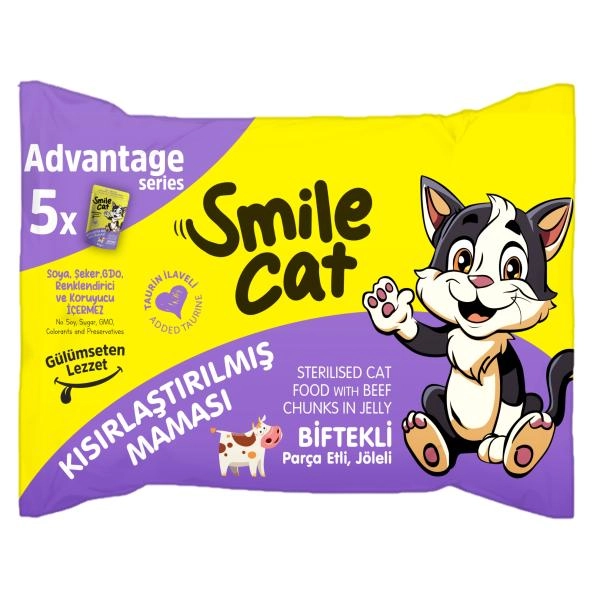 Smile Pochon Pour Chat Stérilisé Bœuf En Gelée 85?g ×?5