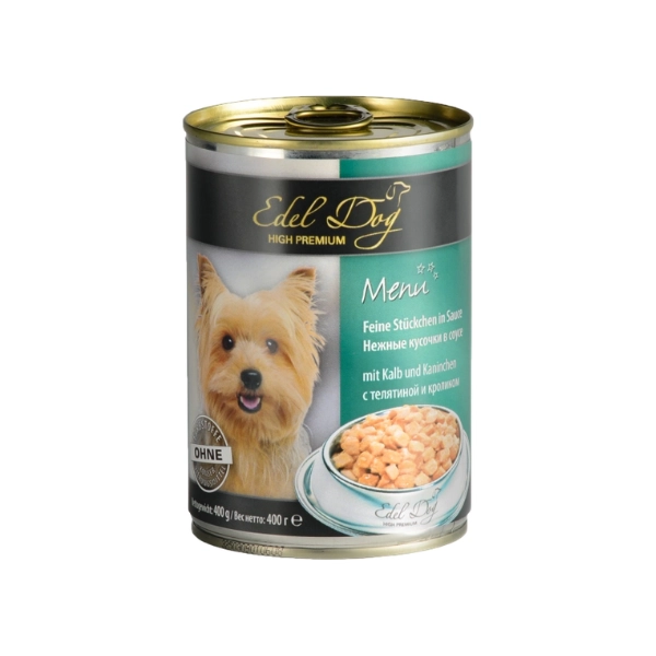 Morceaux De Viande Edel Dog En Sauce Avec Veau Et Lapin